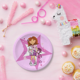 Prato De Papel Festa de garotas escuras e roxas