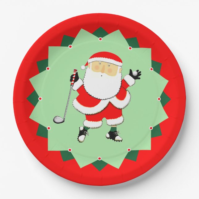 Prato De Papel Festa de Golfe das Férias de Natal (Frente)