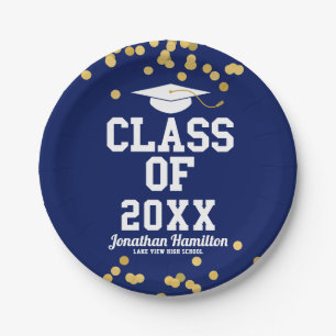 Prato De Papel Festa de Graduação Azul da Turma de 2024