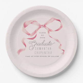 Prato De Papel Festa de Graduação Coquette com Laço Rosa