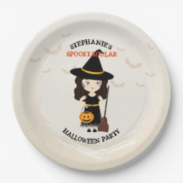 Prato De Papel Festa de Halloween da Bruxa Bonita
