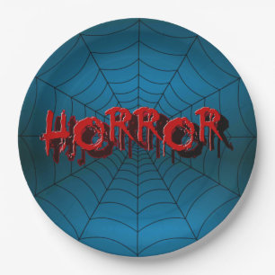 Prato De Papel Festa de Halloween Red Horror Spider Web Blue Scar