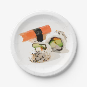 Prato De Papel Festa de janto temático japonês com sushi art