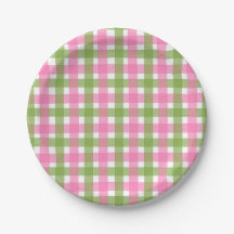 Festa de Jardim de Verão Xadrez Gingham Rosa Verde