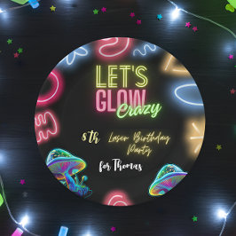 Prato De Papel festa de laser de aniversário neon maluco com vamo