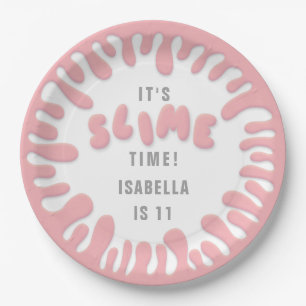 Prato De Papel Festa de lodo rosa rosa do Gooey