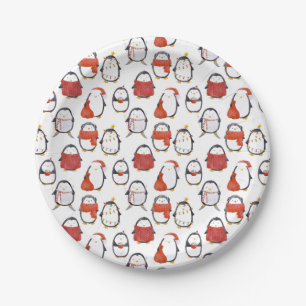 Prato De Papel Festa de Natal de Pinguins Festivos Festivos Bons