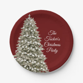 Prato De Papel Festa de Natal Elegante Simples Vermelha