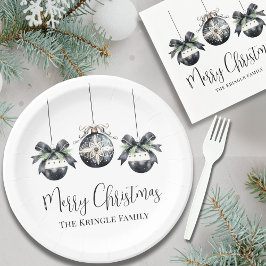 Prato De Papel Festa de Natal Negra Elegante