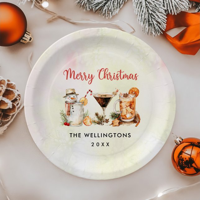 Prato De Papel Festa de Natal no Cocktail (Criador carregado)