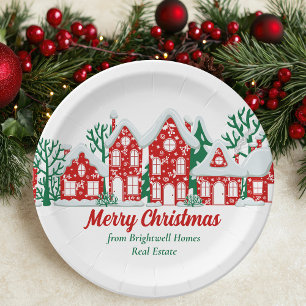 Prato De Papel Festa de Natal Personalizada da Empresa de Imóveis