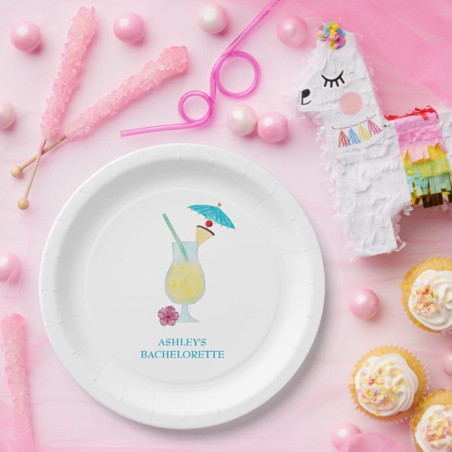 Prato De Papel Festa de Noiva de Casamento Tropical Piña Colada  (Festa)