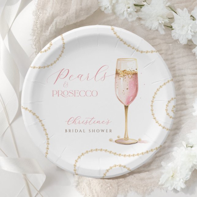 Prato De Papel Festa de Noivado Pérolas Prosecco Pink Gold (Criador carregado)