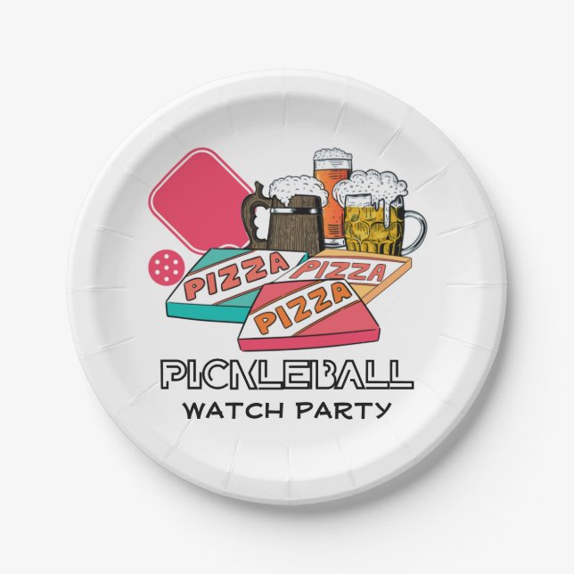 Prato De Papel Festa de Observação de PICKLEBALL com Cerveja e Pi (Frente)