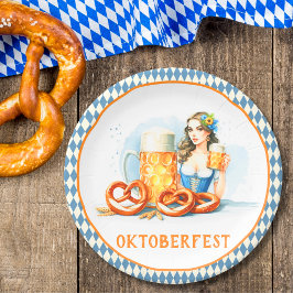 Prato De Papel Festa De Oktoberfest Com Cerveja E Pretzels ai