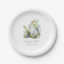 Prato De Papel Festa de Páscoa Floral de Aquarela Elegante