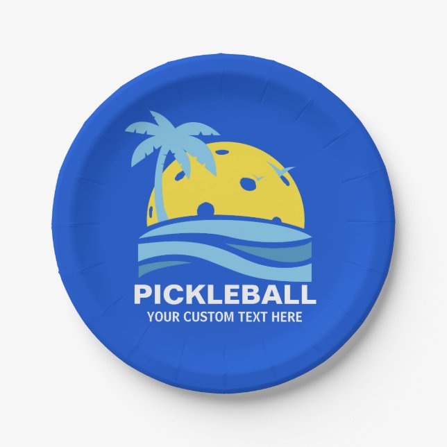 Prato De Papel Festa de Pickleball Sun Palm Trees Pickleball Pers (Frente)