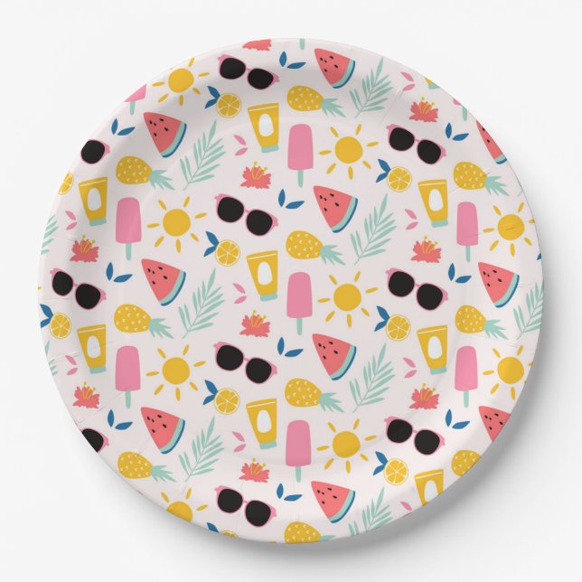 Prato De Papel Festa de Piscina de Verão (Frente)