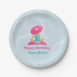 Prato De Papel Festa de Piscina de Verão Divertida Aquarela 16