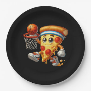 Prato De Papel Festa de pizza esportiva de basquete legal