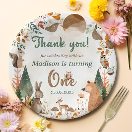 Prato De Papel Festa de primeiro aniversario de Animais da Flores