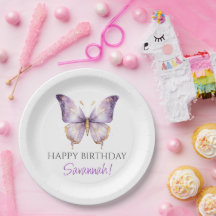 Festa de primeiro aniversario de borboletas roxas 