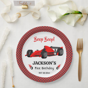 Prato De Papel Festa de primeiro aniversario de Carro Vermelho, m