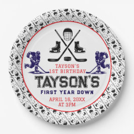 Prato De Papel Festa de primeiro aniversario de Hóquei no Jogo