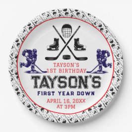 Prato De Papel Festa de primeiro aniversario de Hóquei no Jogo