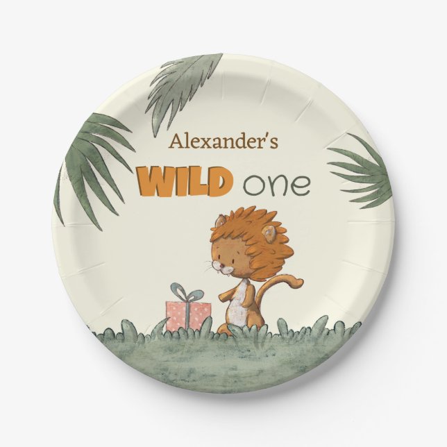 Prato De Papel Festa de primeiro aniversario de Leão Cortado (Frente)