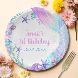 Prato De Papel Festa de primeiro aniversario de Sereia