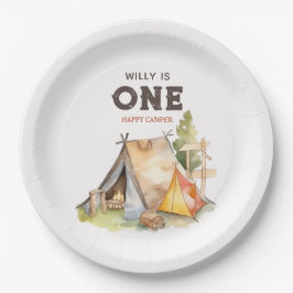 Prato De Papel Festa de primeiro aniversario Feliz da Watercolor 