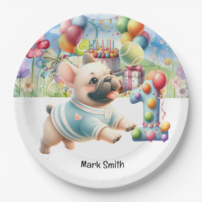Prato De Papel Festa de primeiro aniversario tênis para Cachorro  (Frente)