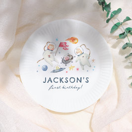 Prato De Papel Festa de primeiros aniversarios de Lua de Animais 