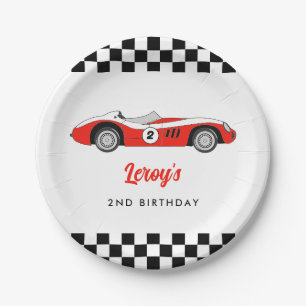 Prato De Papel Festa de segundo aniversário do Red Vintage Race C