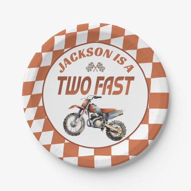 Prato De Papel Festa de segundo aniversário Rápida com Bicicleta  (Frente)