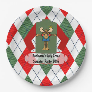 Prato De Papel Festa de Sweater Feia de Natal Personalizada