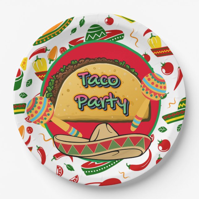 Prato De Papel Festa de Tacos  (Frente)