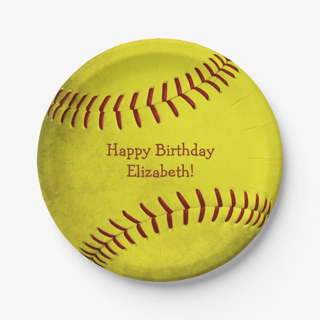 Prato De Papel festa desportiva de bola amarela brilhante (Frente)