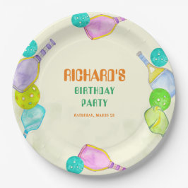 Prato De Papel Festa Desportiva Pickleball em Aquarela Pensava An