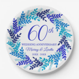 Prato De Papel Festa do 60º aniversário da Terra Azul Elegante