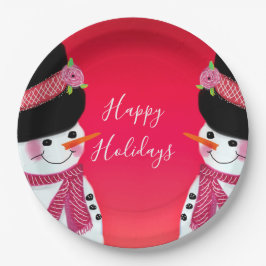 Prato De Papel Festa do Boneco de Neve Fofo