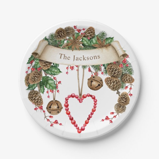 Prato de Papel Festa Feliz Natal de Inverno (Frente)