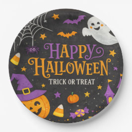 Prato De Papel Festa Infantil Feliz Halloween Quadro Negro Fofinh