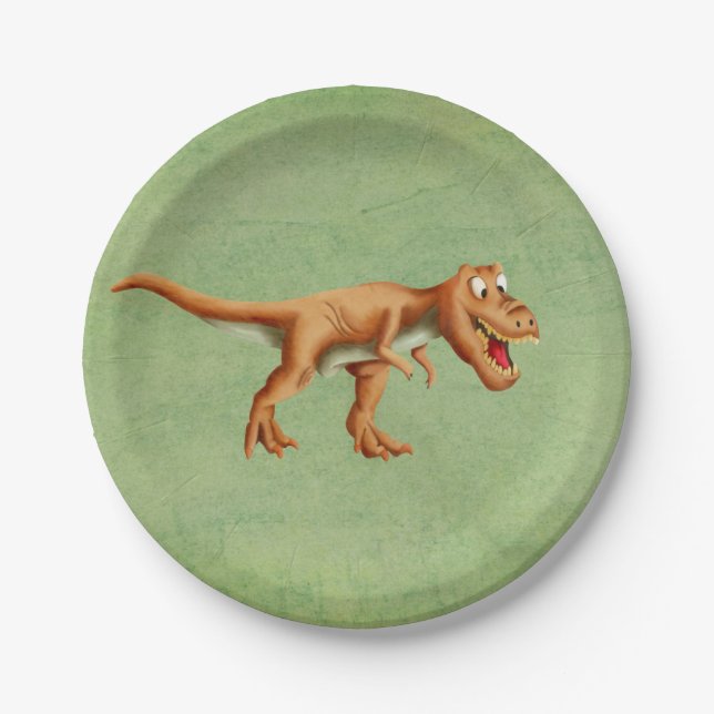 Prato De Papel Festa Infantil Minimalista T-Rex (Frente)