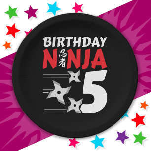Prato De Papel Festa Ninja, 5 anos, estende crianças 5 Aniversári