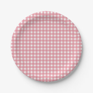 Prato De Papel Festa Ocidental Rosa Gingham