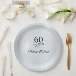 Prato De Papel Festa Personalizada de 60 Anos de Casamento com El