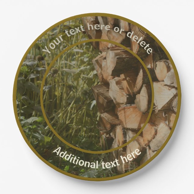 Prato De Papel Festa Personalizada de Quebra de Firewood Empilhad (Frente)