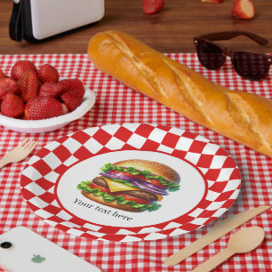 Prato De Papel Festa personalizável de hambúrguer de cozinha eleg